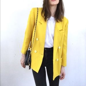 Vintage 100% wool yellow blazer
